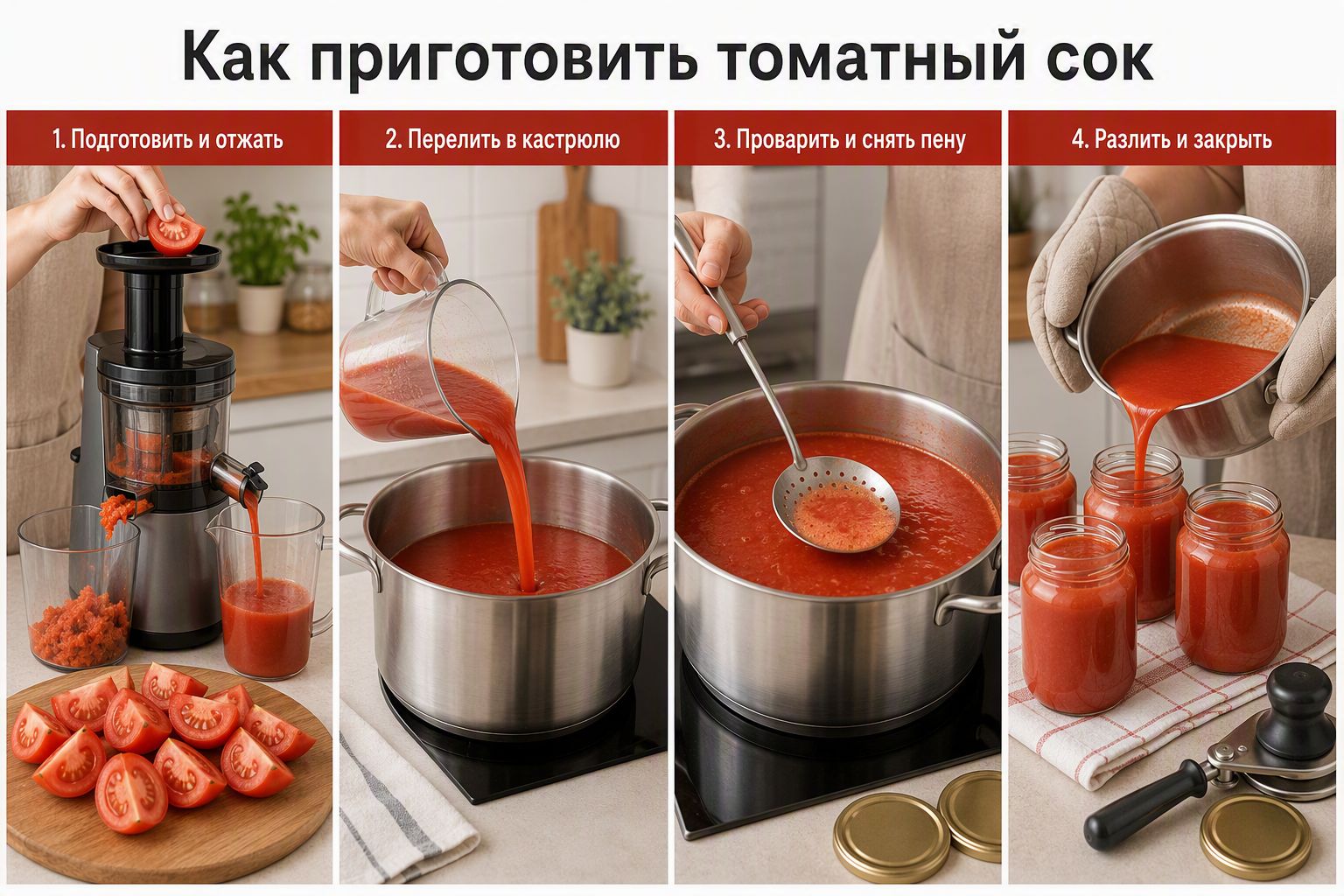 Пошаговое приготовление томатного сока