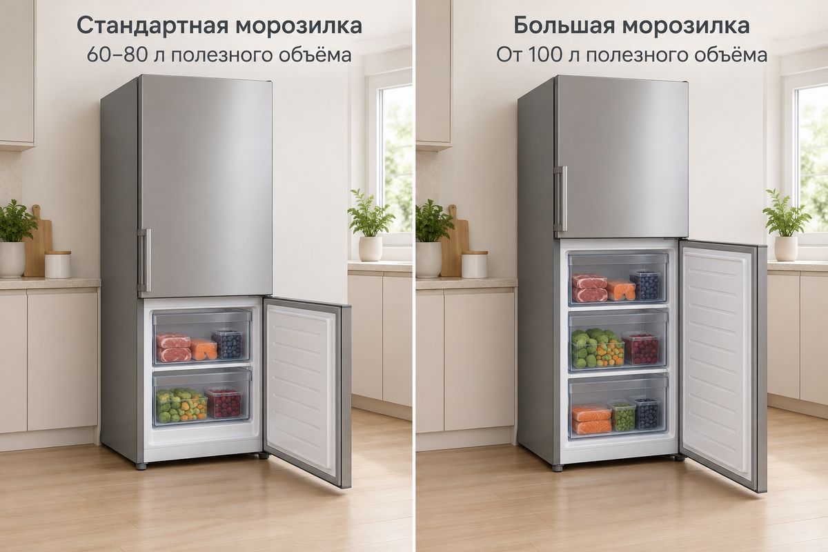 Стандартная или большая морозилка