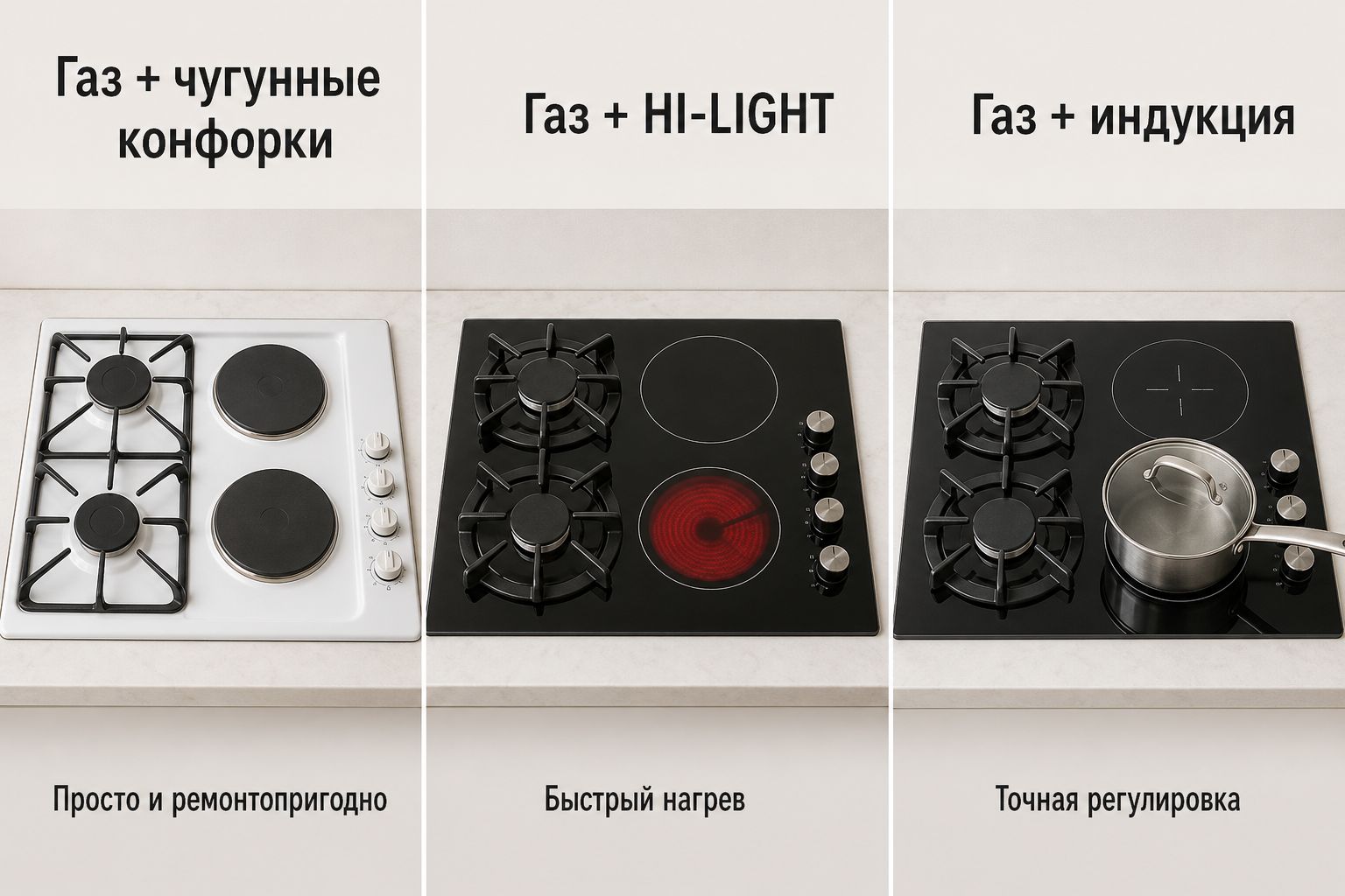 Три варианта комбинированной поверхности