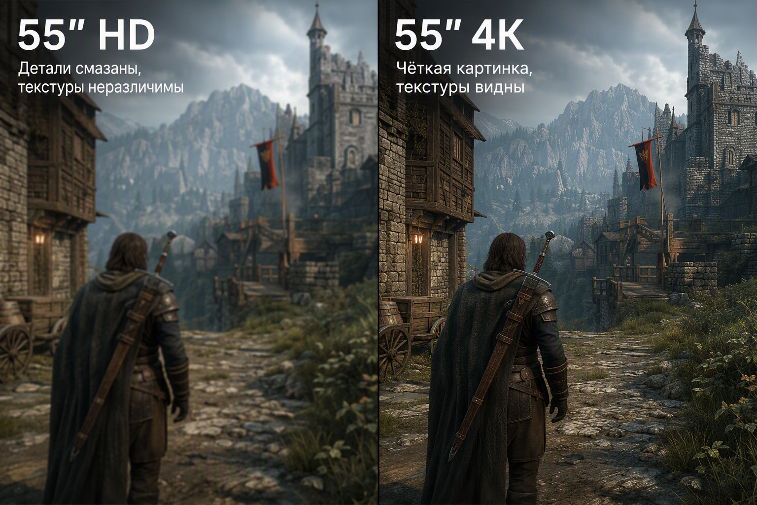 55″ HD против 55″ 4K