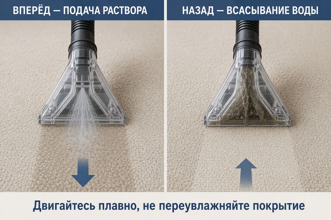 Техника движения: вперёд — подача, назад — всасывание