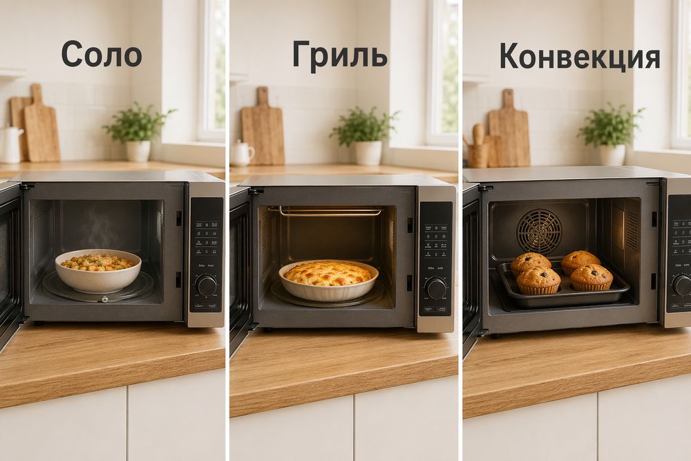 Микроволновые печи: соло, с грилем, с конвекцией