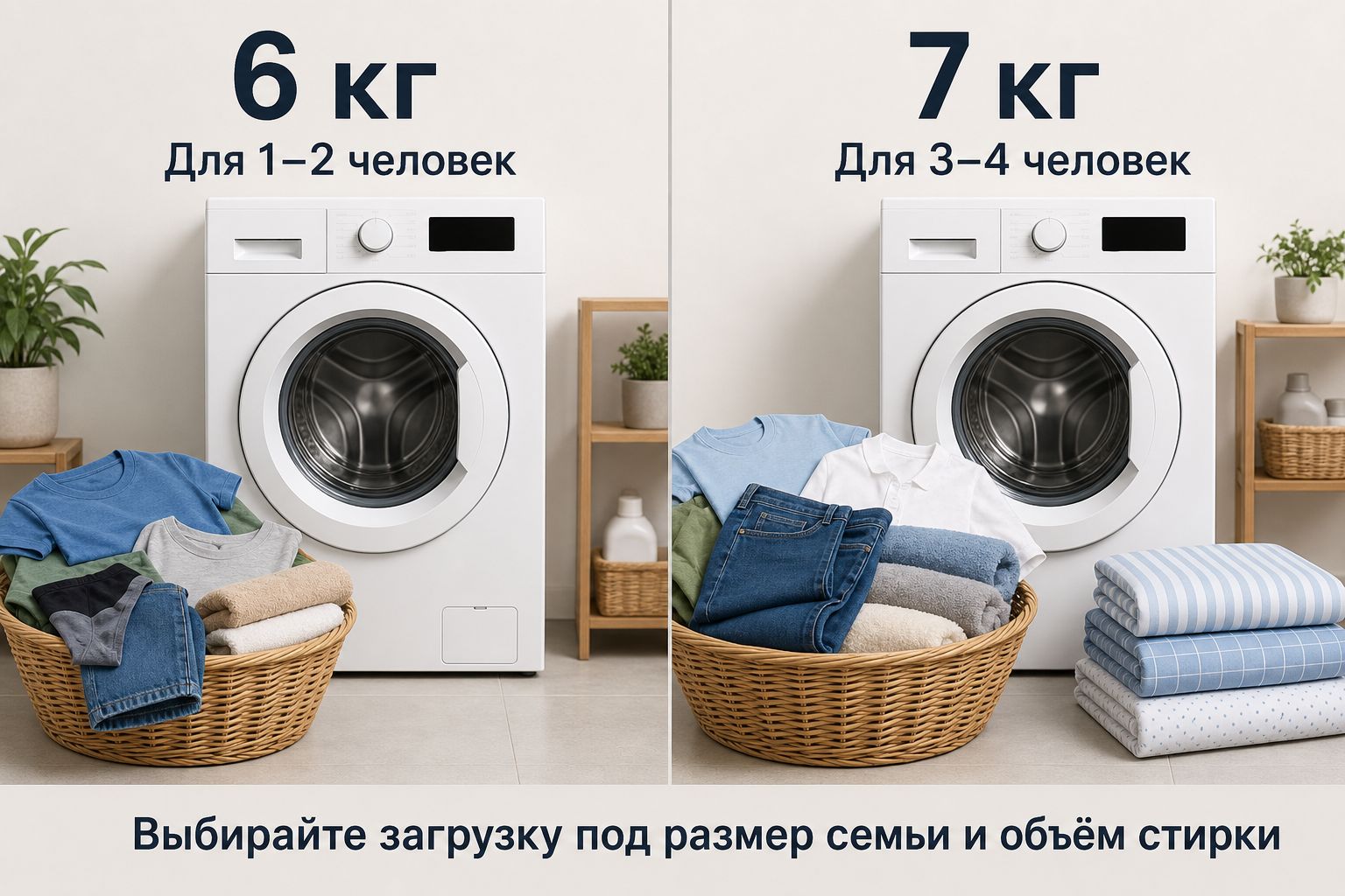 6 кг или 7 кг: какую загрузку выбрать
