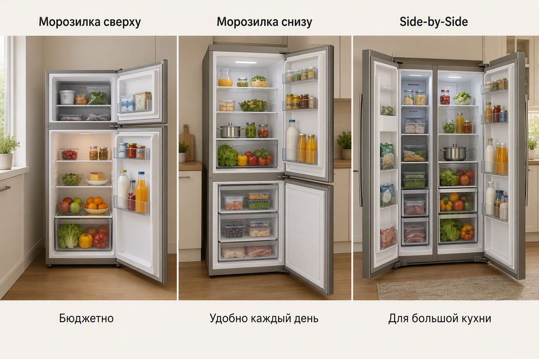 Морозилка сверху, снизу или Side-by-Side
