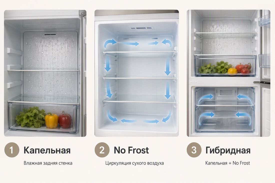Капельная система, No Frost и гибридная
