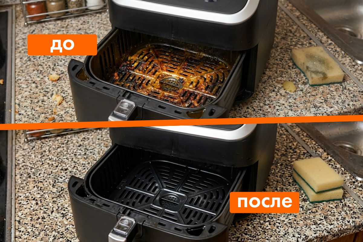 Чистка аэрогриля до и после
