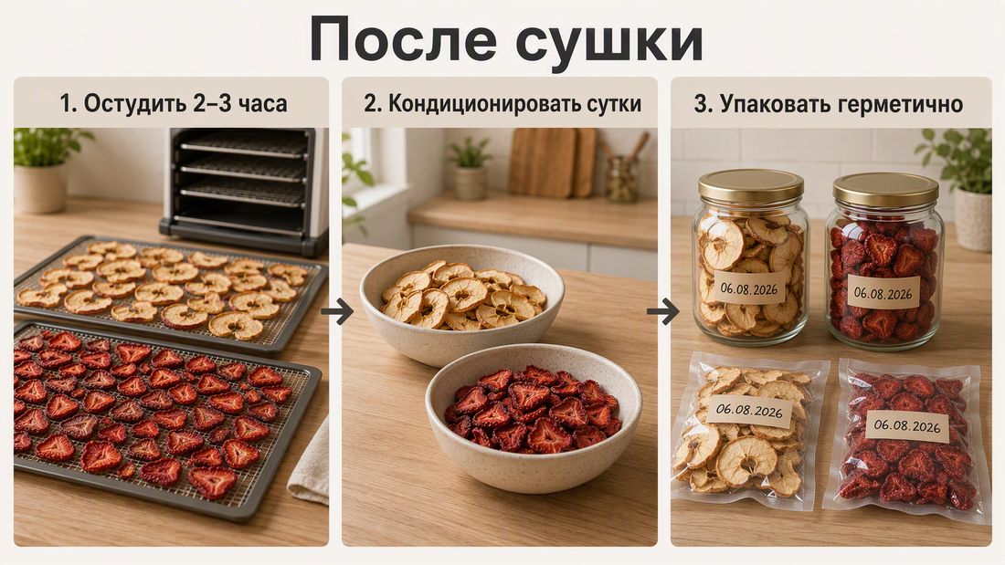 Остывание, кондиционирование и хранение