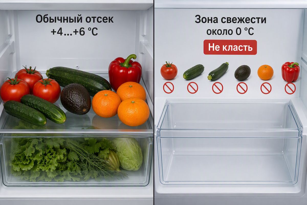 Какие продукты не стоит класть в зону свежести