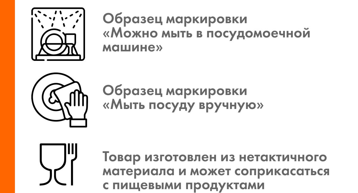 Маркировка посуды: можно мыть в посудомоечной машине, мыть вручную, безопасно для пищевых продуктов