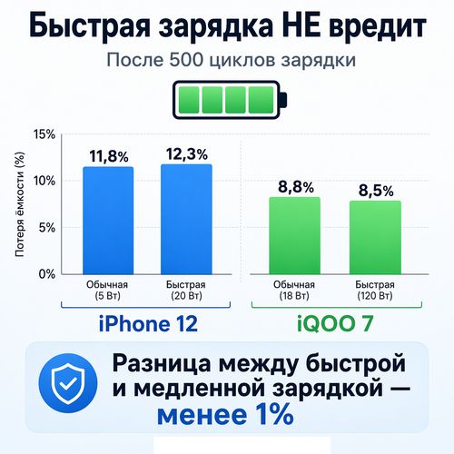 Выводы исследования HTX Studio: быстрая зарядка почти не влияет на износ батареи