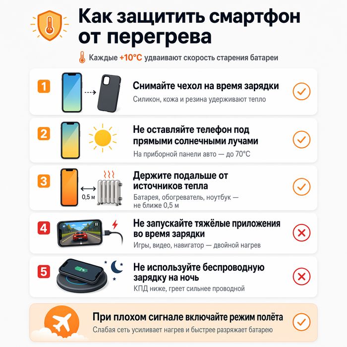 Чек-лист из 5 правил, как избежать перегрева смартфона