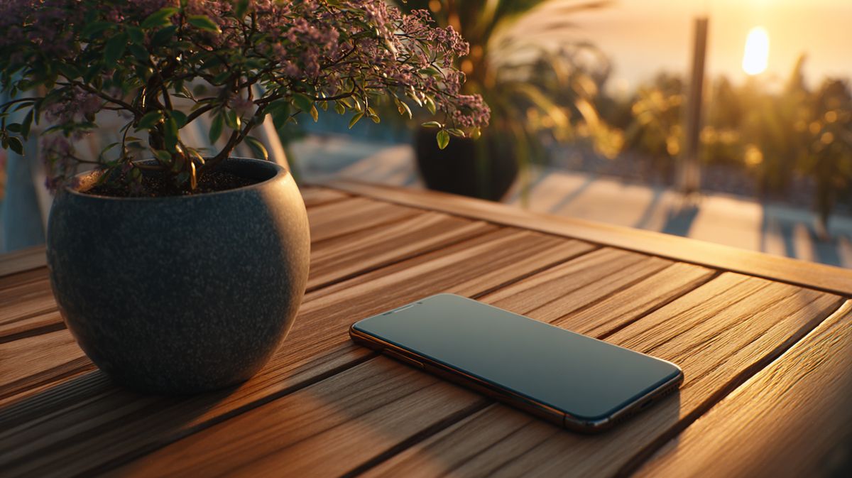 Смартфон на деревянном столе