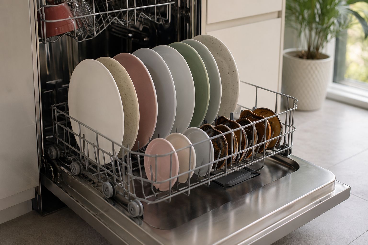 Загрузка нижней корзины посудомоечной машины Gorenje