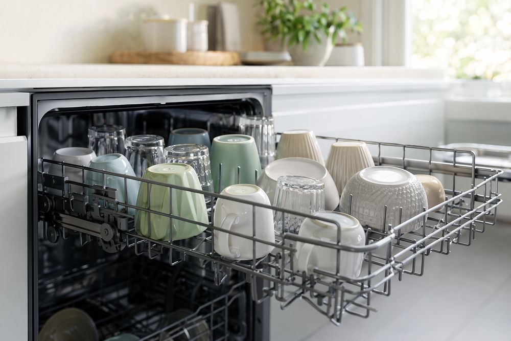 Загрузка верхней корзины посудомоечной машины Gorenje