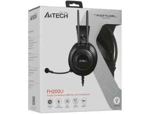 Наушники с микрофоном проводные A4Tech Fstyler FH200U серый (FH200U GREY)