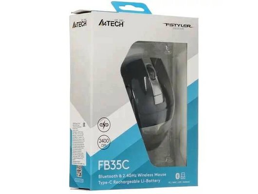 Мышь беспроводная A4Tech Fstyler FB35C серый/черный (FB35C (SMOKY GREY))