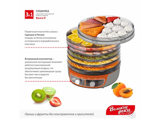 Сушилка ВЕЛИКИЕ РЕКИ Волга-9 оранжевая