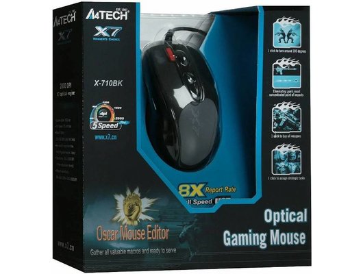 Мышь проводная игровая A4Tech X-710BK черный
