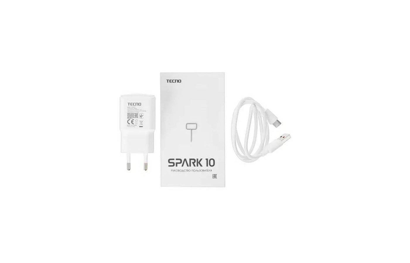 Смартфон tecno spark 10 8 128 белый