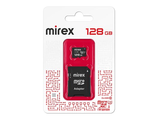 Карта памяти Mirex microSDX 128GB Сlass 10 UHS-I/U3+адаптер (13613-AD3UH128)