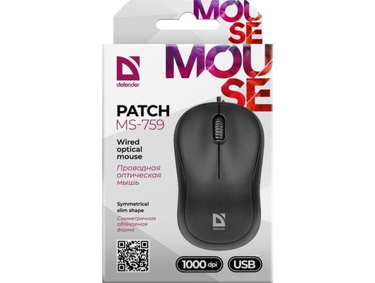 Мышь проводная Defender Patch MS-759 черная