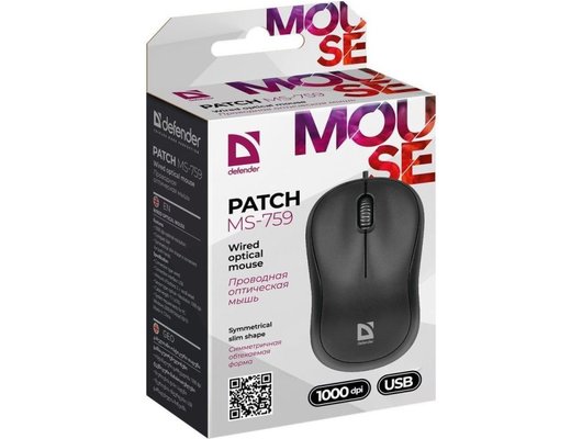 Мышь проводная Defender Patch MS-759 черная