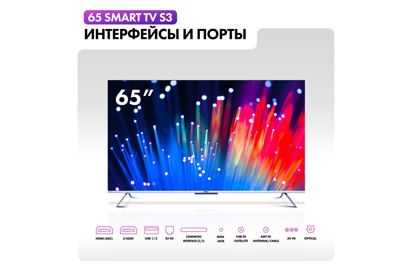 4K (Ultra HD) Smart телевизор HAIER 65 SMART TV S3 - купить в  интернет-магазине RBT.ru. Цены, отзывы, характеристики и доставка в  Челябинске