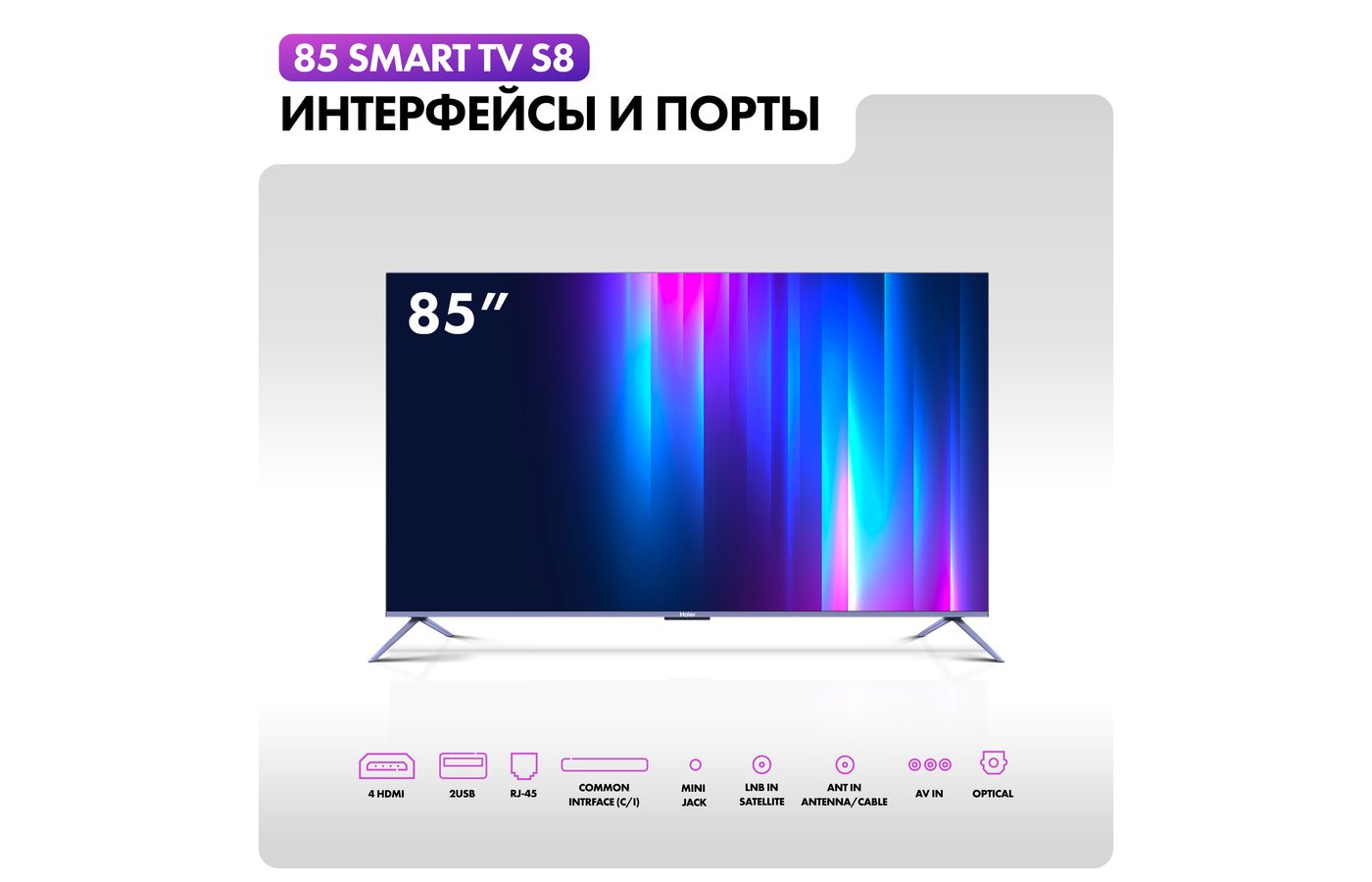 4K (Ultra HD) Smart телевизор HAIER 85 SMART TV S8 - купить в  интернет-магазине RBT.ru. Цены, отзывы, характеристики и доставка в  Челябинске