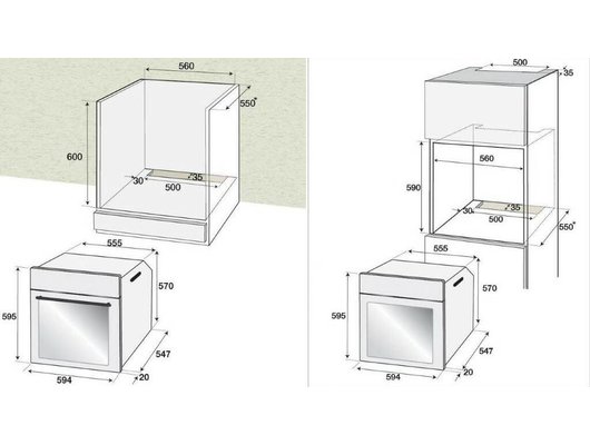 Размеры духового шкафа встраиваемого на 450