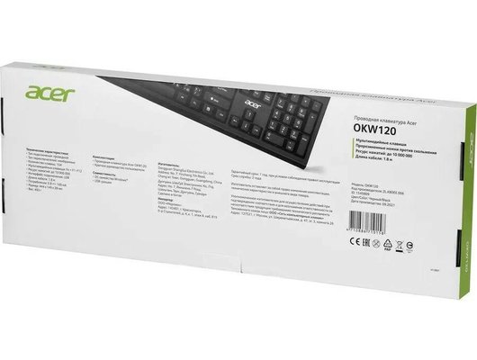 Клавиатура проводная Acer OKW120 черный (ZL.KBDEE.006)