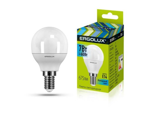 Лампочки LED E14 Ergolux LED-G45-7W-E14-4K