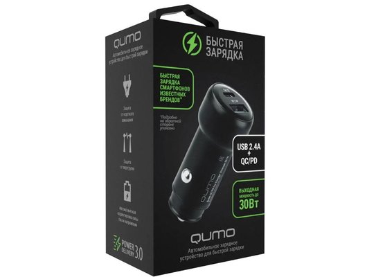 Зарядное устройство Qumo АЗУ QC/PD USB 2.4A+TypeC (30011)