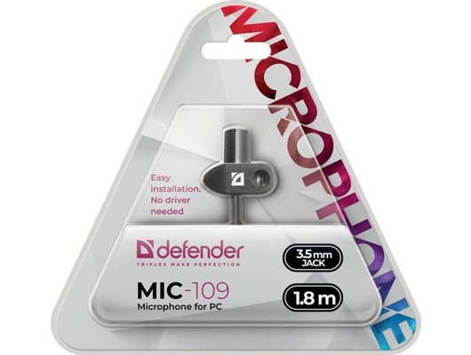 Микрофон Defender MIC-109 на прищепке, черный