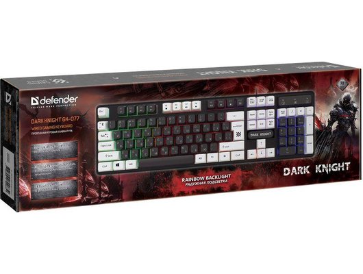 Клавиатура проводная игровая Defender Dark Knight GK-077