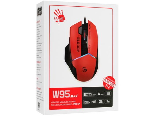 Мышь проводная игровая A4Tech Bloody W95 Max Sports красный/черный