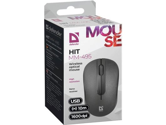 Мышь беспроводная Defender Hit MM-495 черный