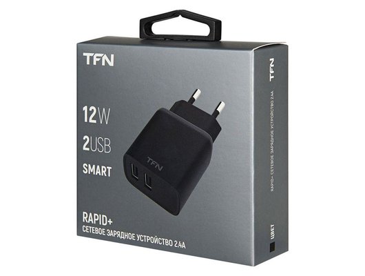 Зарядное устройство TFN СЗУ RAPID+ 2USB 2.4A 12W black (TFN-WCRPD12W2UBK)