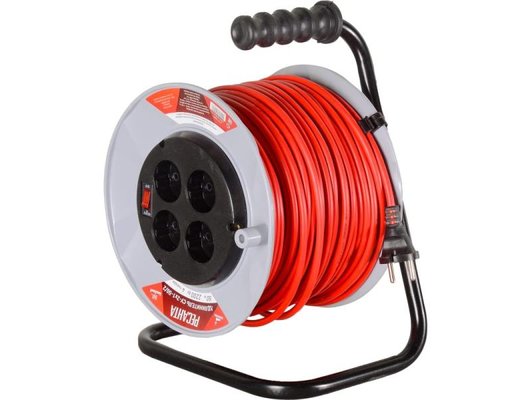 Силовой удлинитель Ресанта СУ-2х1-50/2 (с выкл. 4 розетки) Удлинитель силовой на катушке (61/118/5)