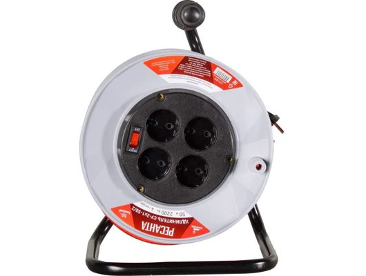 Силовой удлинитель Ресанта СУ-2х1-50/2 (с выкл. 4 розетки) Удлинитель силовой на катушке (61/118/5)