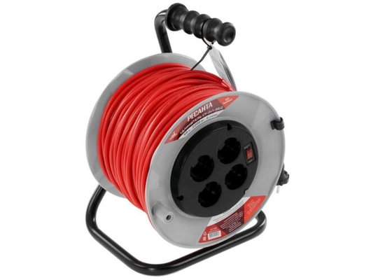 Силовой удлинитель Ресанта СУ-2х1-50/2 (с выкл. 4 розетки) Удлинитель силовой на катушке (61/118/5)