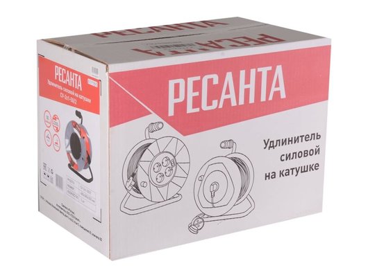 Силовой удлинитель Ресанта СУ-2х1-50/2 (с выкл. 4 розетки) Удлинитель силовой на катушке (61/118/5)