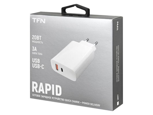 Зарядное устройство TFN СЗУ USB/USB-C PD 20W white б/кабеля (TFN-WC10)