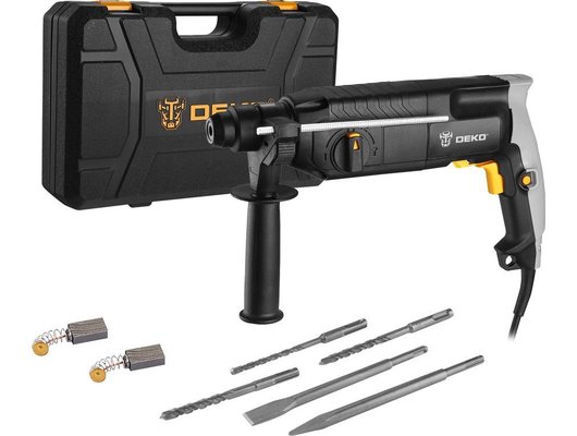 Перфоратор DEKO DKH850W в кейсе с набором из 5 буров SDS+ 063-4111