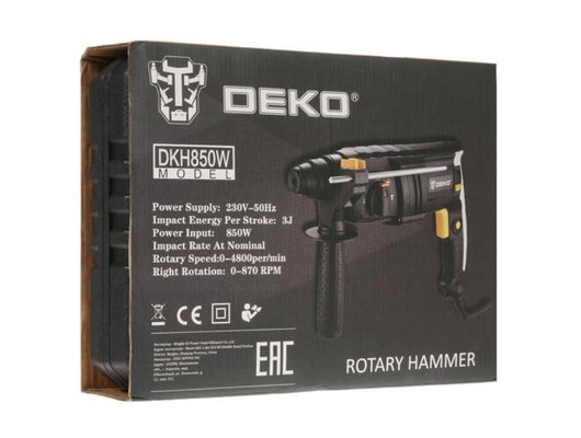 Перфоратор DEKO DKH850W в кейсе с набором из 5 буров SDS+ 063-4111