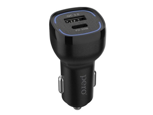 Зарядное устройство PERO AC05 USB-A QC3.0 + USB-C PD, 38W черный