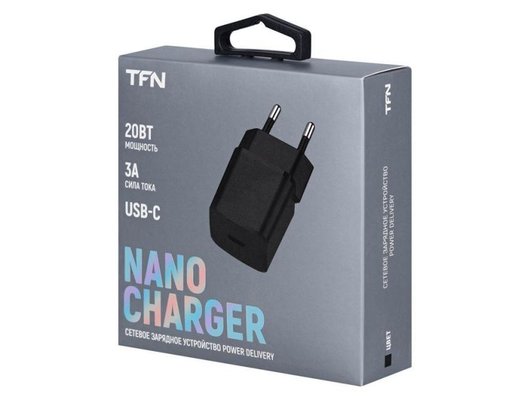 Зарядное устройство TFN СЗУ nano TypeC PD 20W б/кабеля black  TFN-WCRPD10