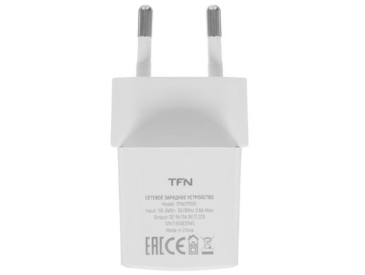 Зарядное устройство TFN СЗУ nano TypeC PD 20W б/кабеля white TFN-WCRPD09
