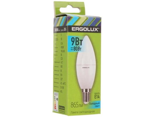 Лампочки LED E14 Ergolux LED-C35-9W-E14-4K