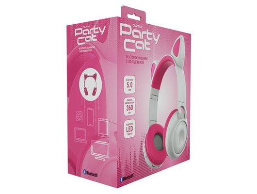 Наушники накладные QUMO PARTY CAT ВТ 0025 БЕЛО-РОЗОВЫЙ