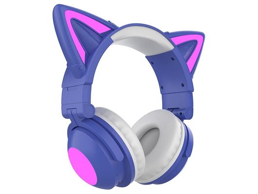 Наушники накладные QUMO PARTY CAT MINI ВТ 0050 ФИОЛЕТОВО-ГОЛУБЫЕ
